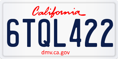 CA license plate 6TQL422