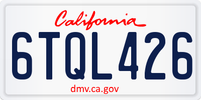 CA license plate 6TQL426