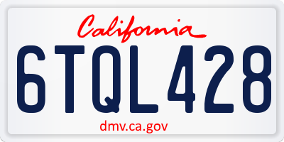 CA license plate 6TQL428