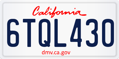 CA license plate 6TQL430