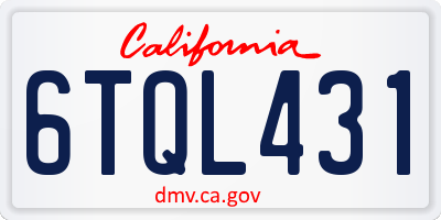 CA license plate 6TQL431