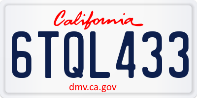 CA license plate 6TQL433