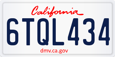 CA license plate 6TQL434