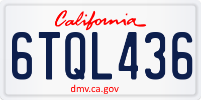 CA license plate 6TQL436