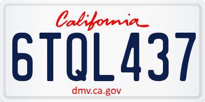 CA license plate 6TQL437