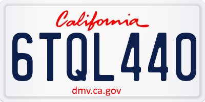 CA license plate 6TQL440