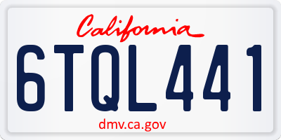 CA license plate 6TQL441