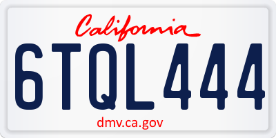 CA license plate 6TQL444