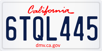 CA license plate 6TQL445