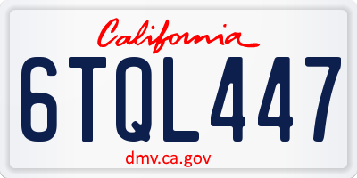 CA license plate 6TQL447