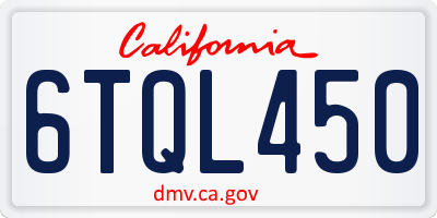 CA license plate 6TQL450