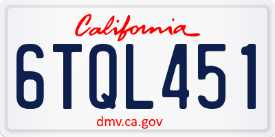 CA license plate 6TQL451