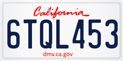 CA license plate 6TQL453