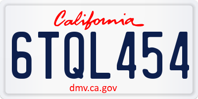 CA license plate 6TQL454