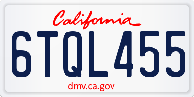 CA license plate 6TQL455