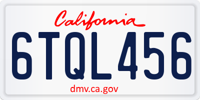 CA license plate 6TQL456