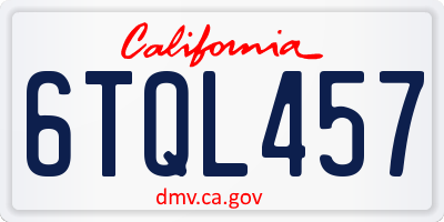 CA license plate 6TQL457