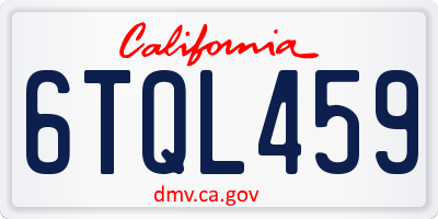 CA license plate 6TQL459