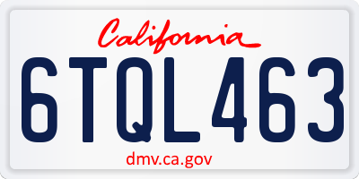 CA license plate 6TQL463