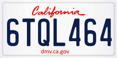 CA license plate 6TQL464