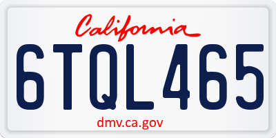 CA license plate 6TQL465