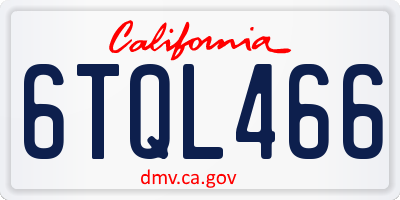 CA license plate 6TQL466