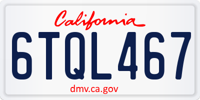 CA license plate 6TQL467