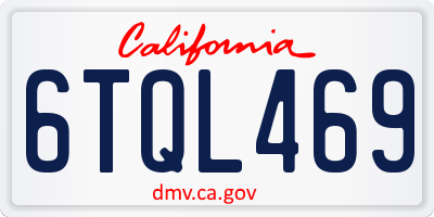 CA license plate 6TQL469