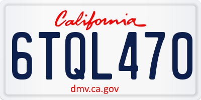 CA license plate 6TQL470