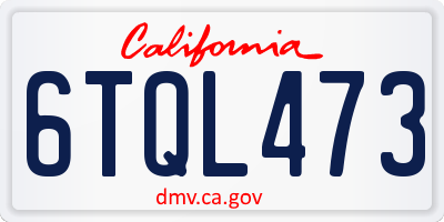 CA license plate 6TQL473