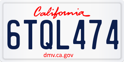 CA license plate 6TQL474