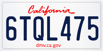 CA license plate 6TQL475