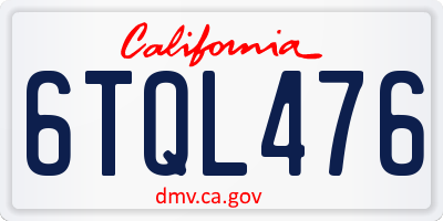 CA license plate 6TQL476