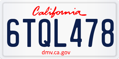 CA license plate 6TQL478