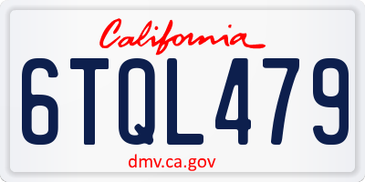 CA license plate 6TQL479