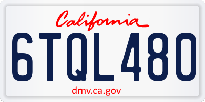 CA license plate 6TQL480