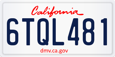 CA license plate 6TQL481