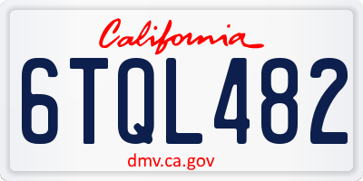 CA license plate 6TQL482