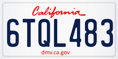 CA license plate 6TQL483