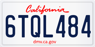 CA license plate 6TQL484