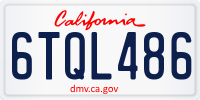 CA license plate 6TQL486