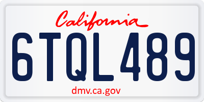 CA license plate 6TQL489