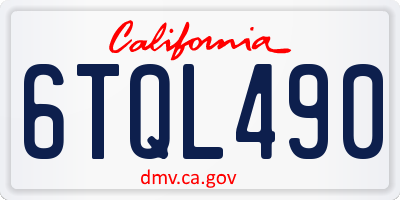 CA license plate 6TQL490