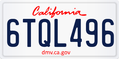 CA license plate 6TQL496