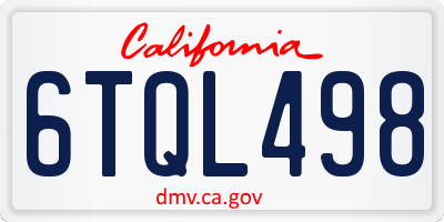 CA license plate 6TQL498