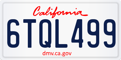 CA license plate 6TQL499