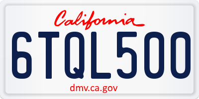 CA license plate 6TQL500