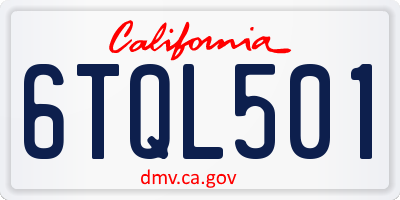 CA license plate 6TQL501