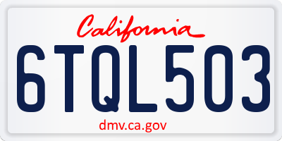 CA license plate 6TQL503