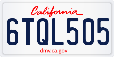 CA license plate 6TQL505